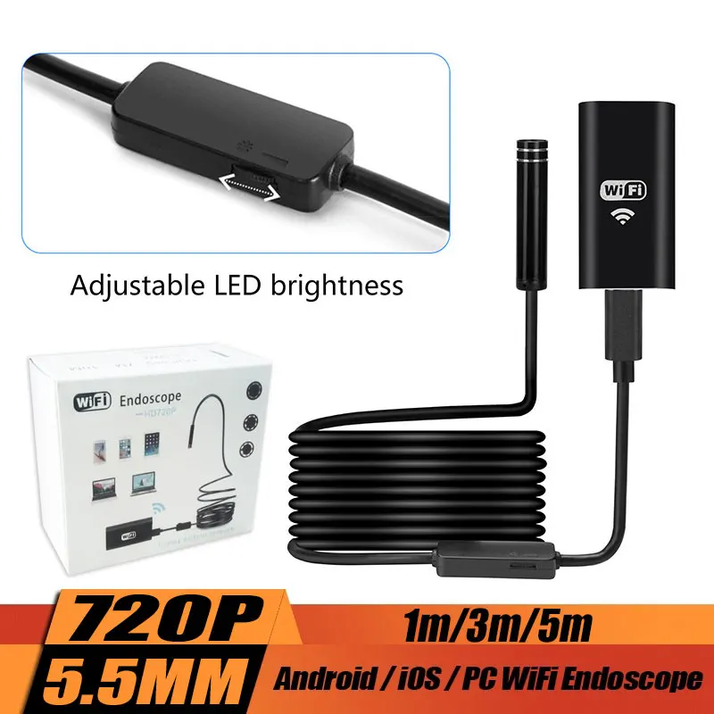 5,5 мм 6LED 720P 1/3/5M инструмент для чистки ушей бороскоп эндоскоп инспекционная видео мобильных телефонов и компьютеров, мониторинг для ios android windous