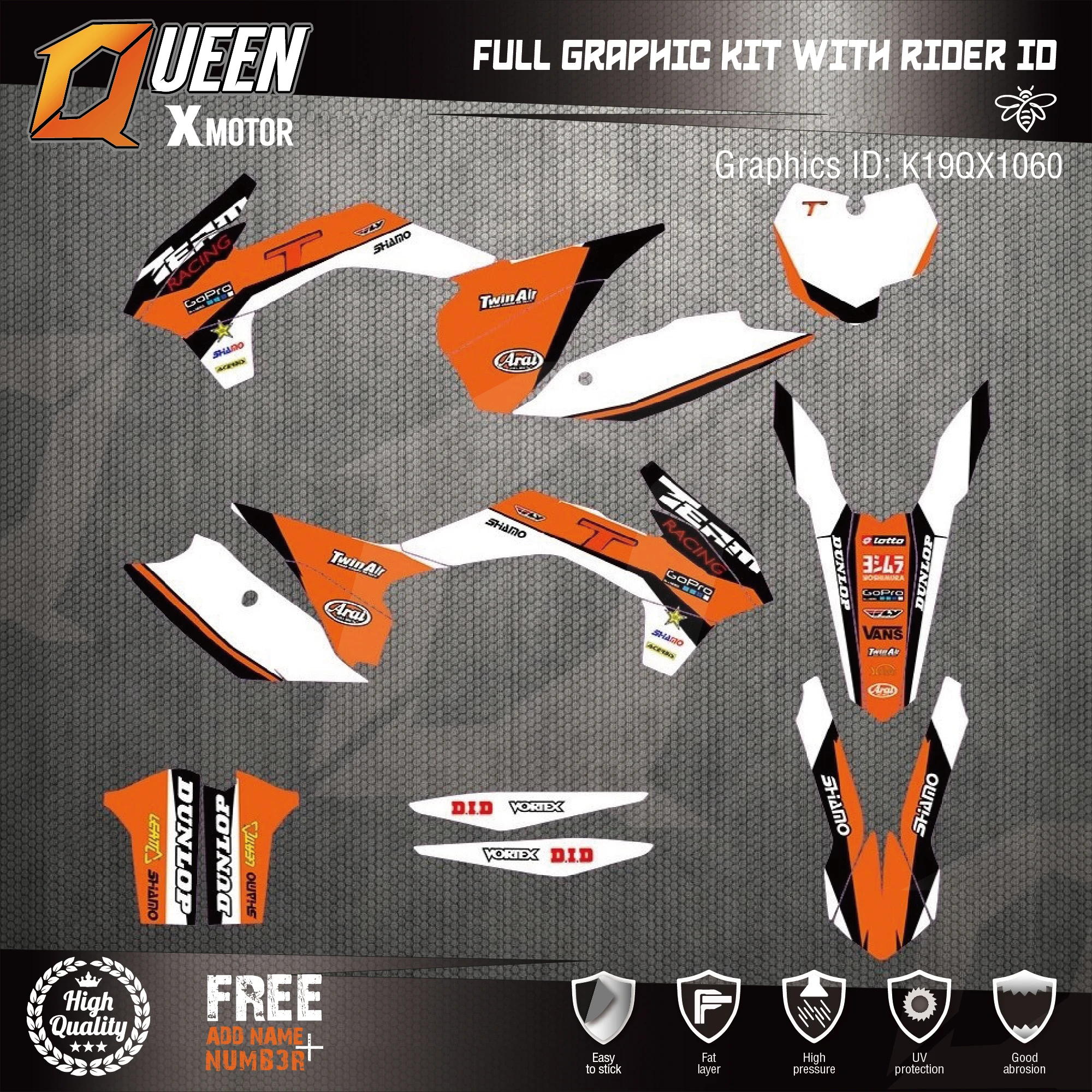 

Queen-X Custom Team Graphics Backgrounds Decals 3M Stickers Kit For KTM SXF 2013-2015 EXC 2014-2016 060