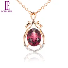 LP алмаз-ювелирные изделия 2.06ct натуральный родолит гранат Твердые 18K 750 кулон, розовое золото тонкие модные ювелирные изделия из драгоценных камней для подарка