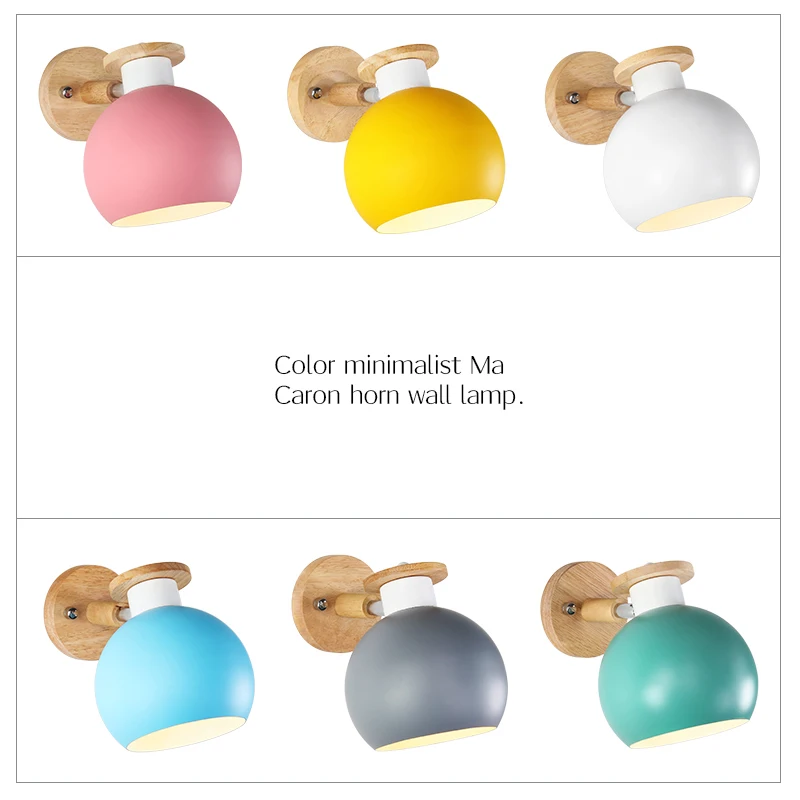 

Nordic wall lamp bedroom macaron simple modern personality of the head of the bed creative solid wood corridor fixture