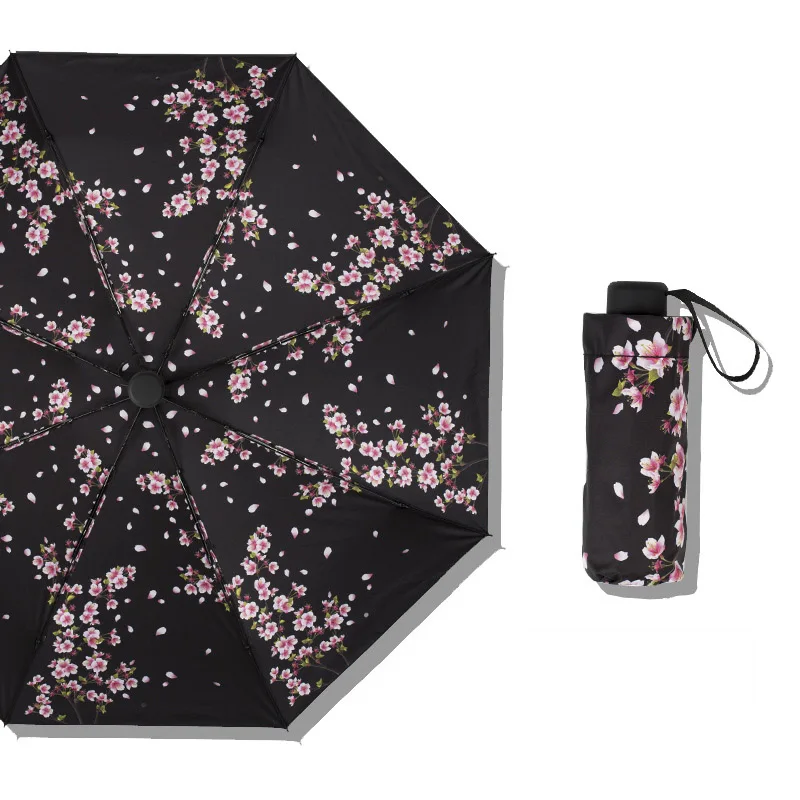 YADA Mini Pocket Folding Cherry Blossoms Flower Umbrella Rain Women uv Butterfly Umbrella For Women Windproof Umbrellas YS680