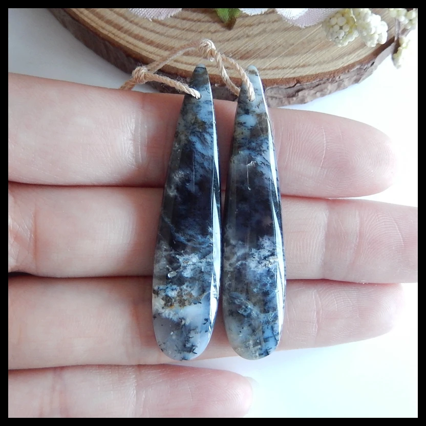 

Birthday gift,Natural Arborization Opal Gemstone Fashion woman Earrings,Semiprecious jewelry earring,39x13x5mm,8.5g