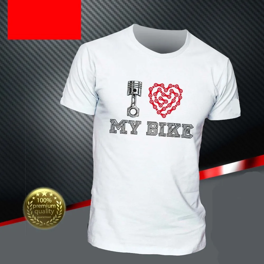 Модная черная футболка с коротким рукавом принтом I LOVE MY BIKE 2019|Футболки| |