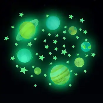 

Stars Planets Luminous Wall Stickers Solar System Fluorescent Wall Stick Glowing Ceiling Decals Decoration For Children Room