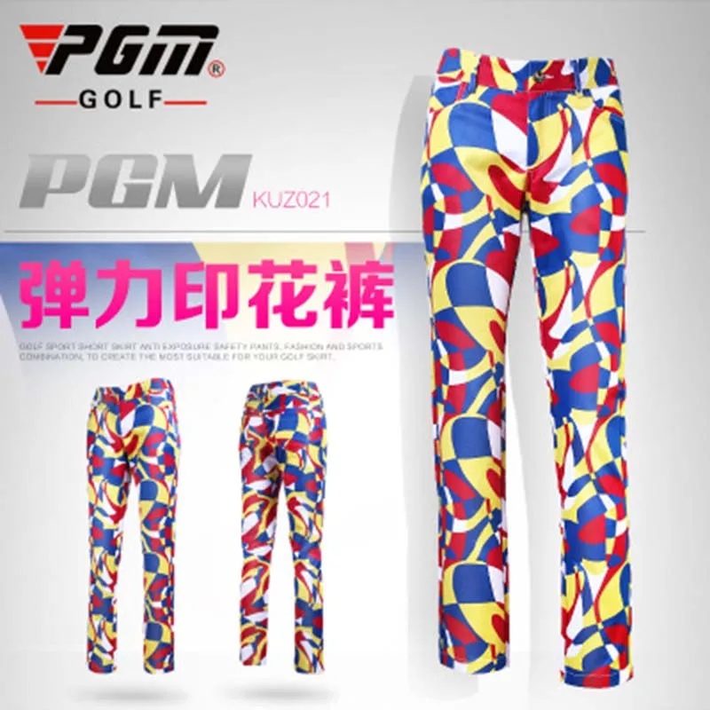 PGM классический принт дизайн женские брюки для гольфа высокие эластичные тонкие брюки для гольфа дышащие и быстросохнущие женский спортивный костюм
