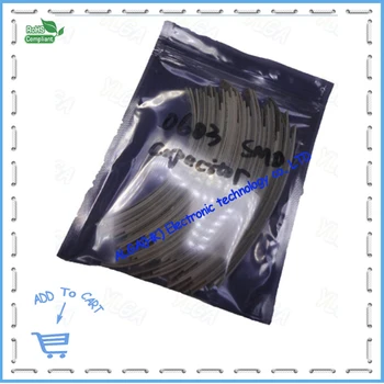 

0603 SMD Capacitor assorted kit 52values*25pcs=1300pcs 1pF~1uF Samples kit Accuracy: 20%