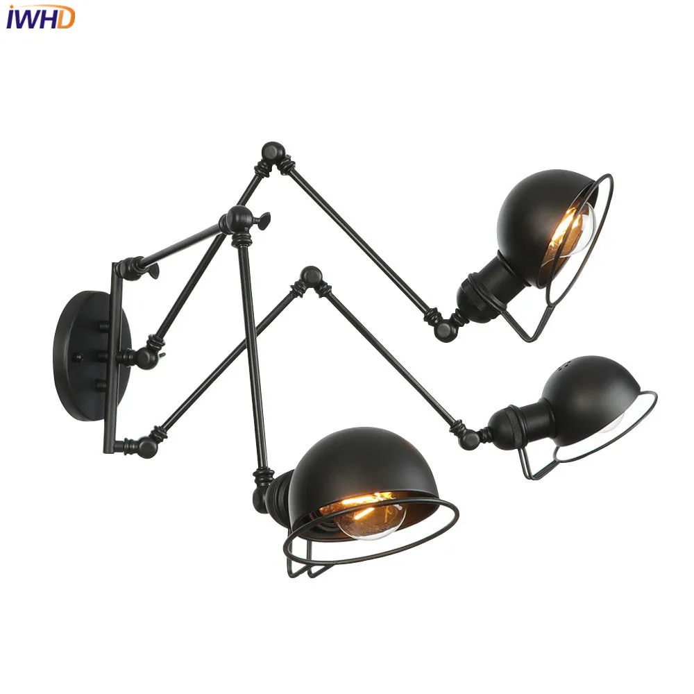 IWHD Железный Регулируемый Wandlamp RH светодиодный настенный светильник Промышленный Лофт настенный светильник Ретро Винтаж настенные бра