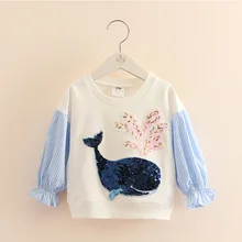 Г. Осенне-весенний детский пуловер для детей от 2 до 7 От 8 до 10 лет свитер для маленьких девочек с длинными рукавами с изображением дельфина