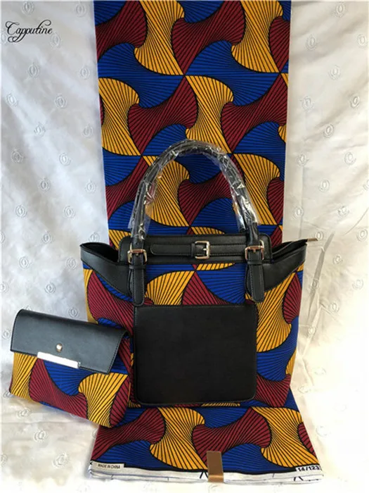 

Latest African veritable Holland design wax fabric(6yards/lot) matching with handbags and purse set FB1
