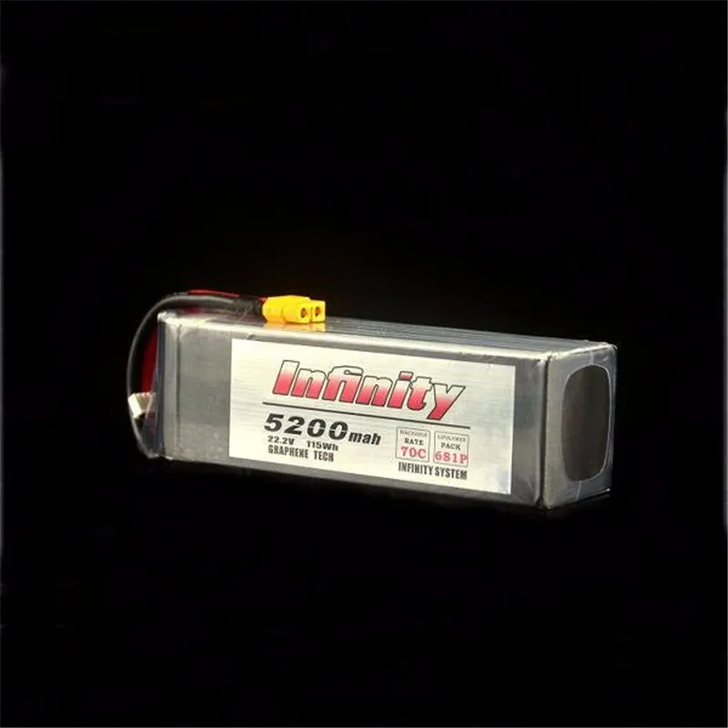 

Free Shipping for Infinity 6S 22.2V 5200mAh 70C Graphene LiPo Battery XT60 Plug Connector Support 15C Boosting Charge for RC Toy