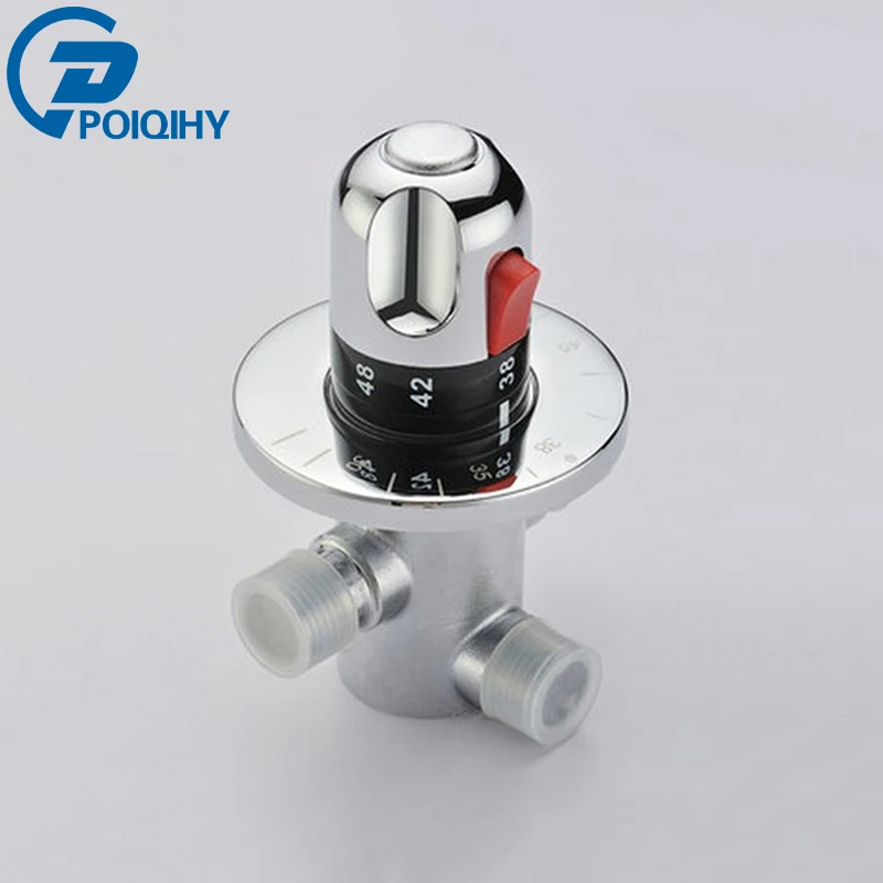 Solid Brass G1/2 Thermostatic Mixing Valve for Shower System Water Temperature Control Chrome Finish direct warm mix river system center intelligence water diversion organ temperature control mixing ball valve 25 mm thread 1 mpa