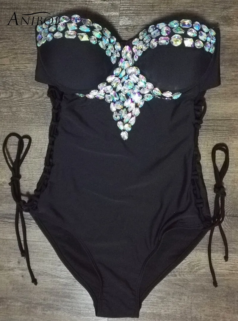 de banho luxo cristal feminino maiô push