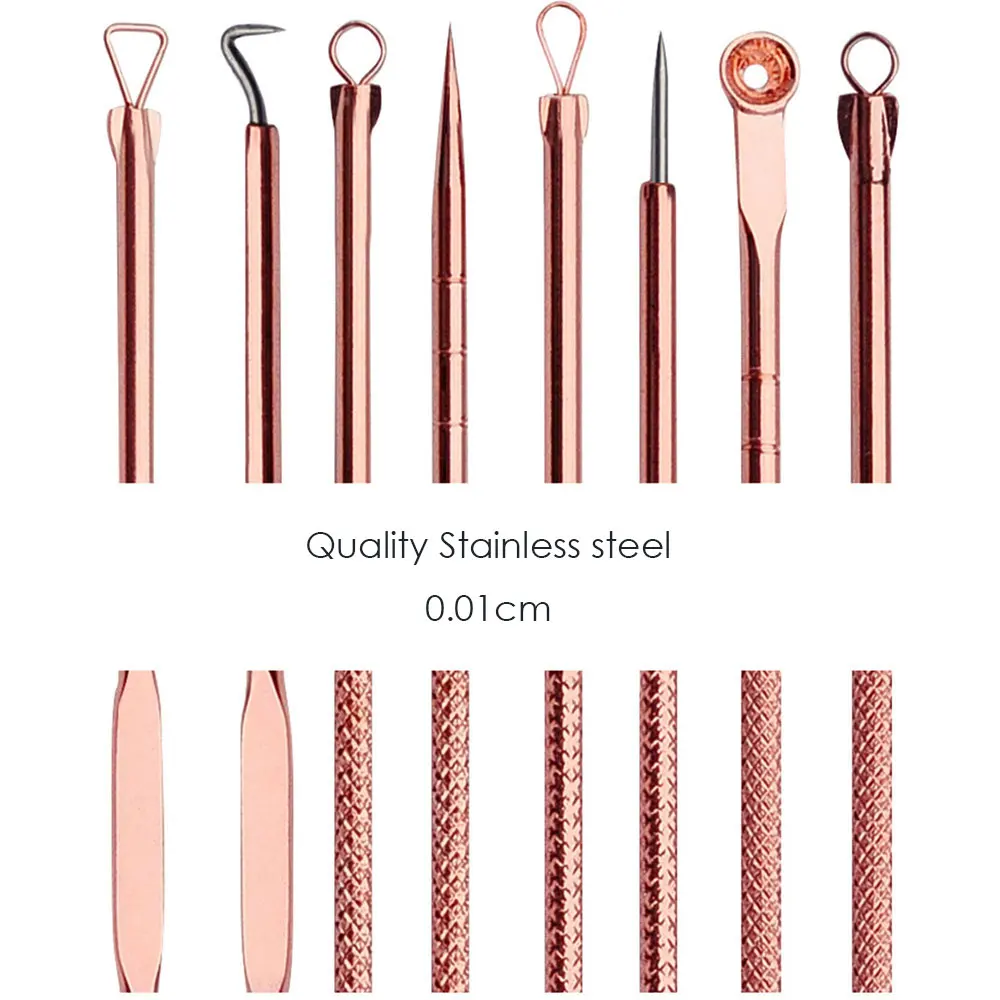 4 PCS Rose Gold Acne Removal Double Head Needle Pimple Blackhead remove Treatment Acne Needle Acne Remover Pull