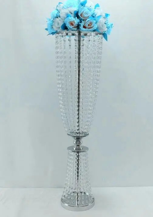 Tall silver metal flower stand , crystal wedding centerpieces for aisle