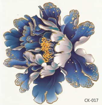 

2pcs Blue gold 3D Peony Tattoos Big Large Waterproof temporary tattoo Sticker Women Body Art Concealer new makeup