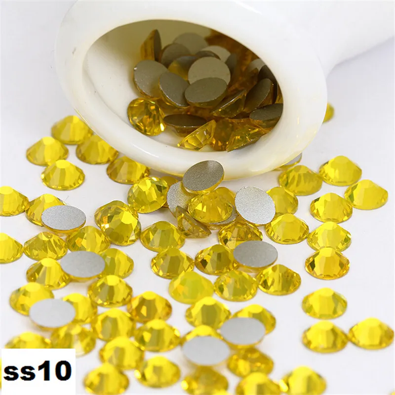 

SS10 Citrine Nail Rhinestones,1440pcs/lot Flat Back Non Hotfix Glitter Nail crystal,DIY 3d Nail Phones Decorations Supplies