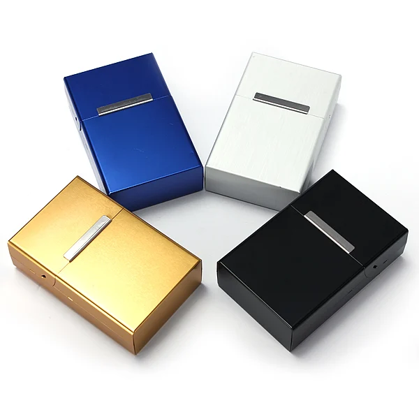 Горячие магнитные алюминиевые карманные сигареты, сигары, табак Чехол коробки Черный Серебряный Золотой синий
