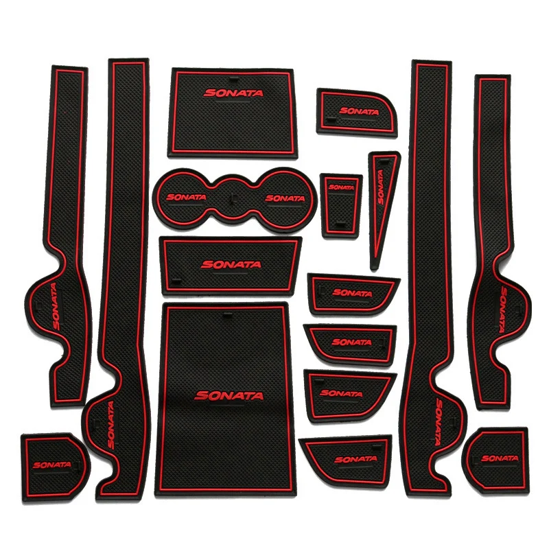 Anti-Slip Rubber Mats Gate Slot Cup Mat for Hyundai Sonata LF 2015 2016 2017 2018 2019 17pcs Accessories Stickers Car Styling | Автомобили