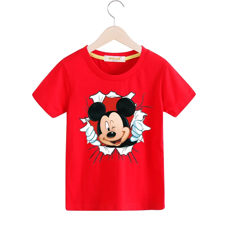 Girls Cartoon Mickey Print Tshirts Kids Summer Short Sleeve T-shirts Boys Cotton Tees Top Costume Children Clothing Baby TX149 (3)