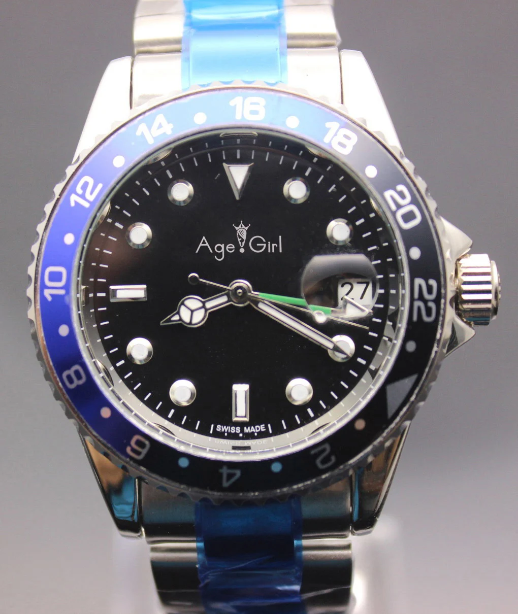 

Luxury New Gent's GMT Automatic Mechanical Self Wind Watches Stainless Steel Dive White Black Silver 40mm Mens Watch