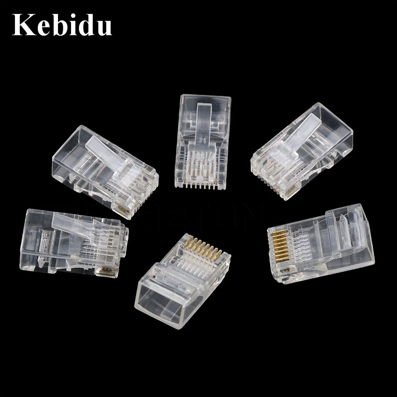 

Kebidu 20pcs/lot Network Ethernet Crystal Plug RJ45 Connectors 8Pin RJ45 Connector CAT5 CAT5e Cat6 Modular Cable Plugs Socket