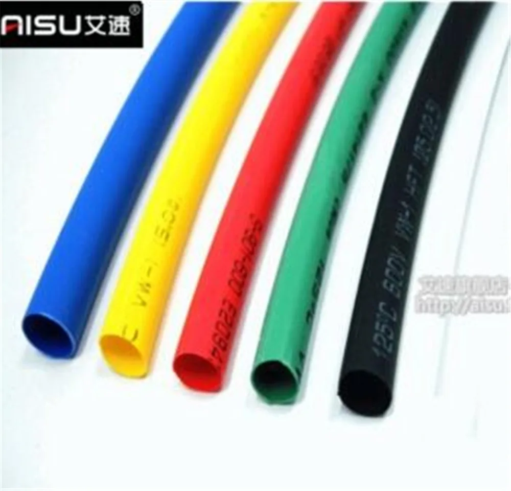 Vente 1 m Tube Thermorétractable Thermorétractable 2 3 4 5 6 7 8 9 10mm Câble Manchon Kit Rouge Jaune Bleu Vert Noir Couleur