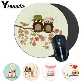 

Yinuoda Boy Gift Pad Love Couple Owls Family Laptop Computer round desk pads Mousepad Natural Rubber Round Gaming Mouse Pad