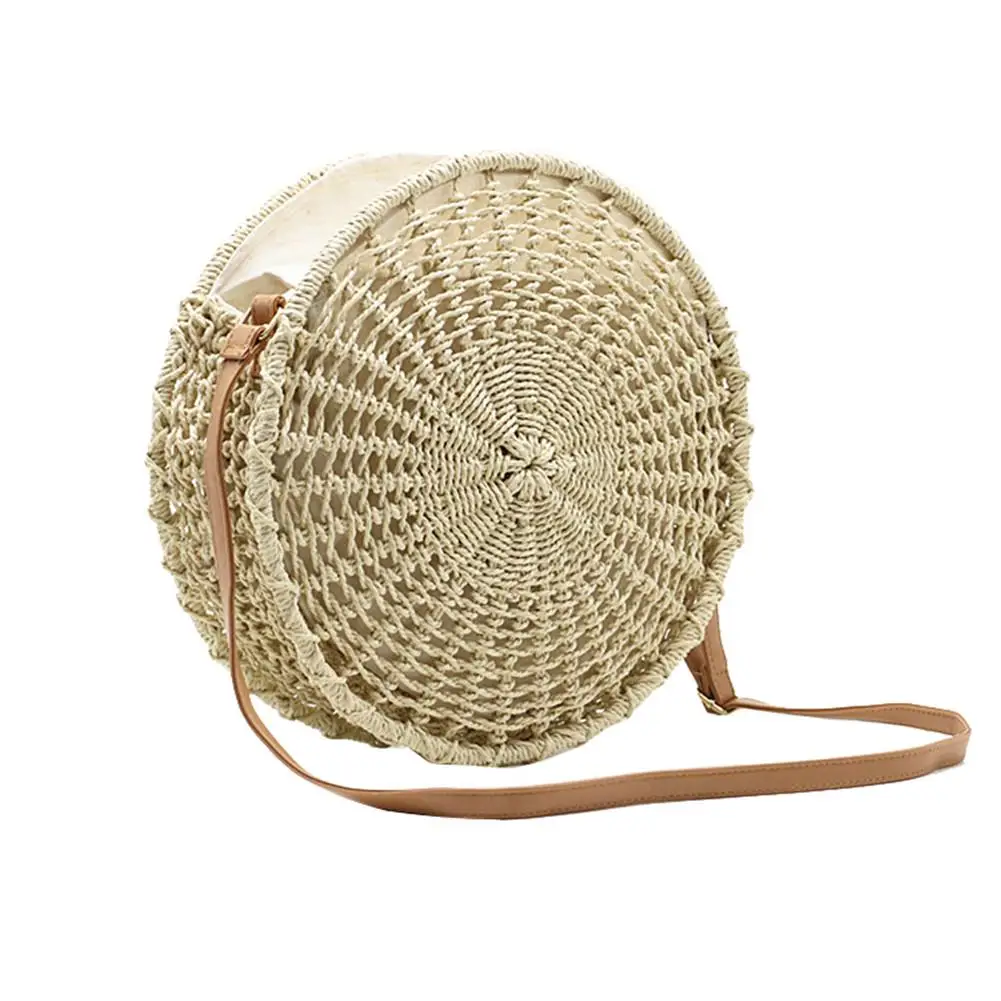 

Women Beach Mesh Round Bag Tote Hollow Out Straw Braided Hand Woven Shoulder Handbag Messenger Bags Summer Handbag Crossbody Bag