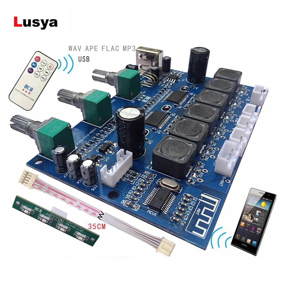 

Bluetooth 4.2 Digital Amplifier Board TPA3118 Subwoofer HIFI 2.1 channel Audio Amplifier 2*30W+60W With Remote Control B6-001