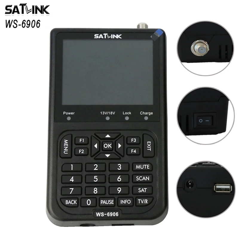 

[Genuine]Satlink WS-6906 3.5 inch LCD DVB-S FTA digital satellite satFinder meter MPEG-2 EPG satellite finder PK V8 satlink