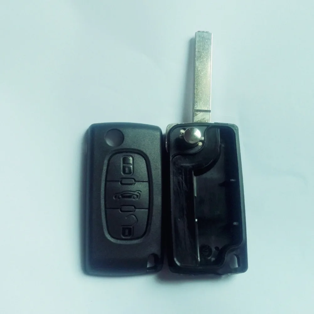 

5PCS/LOT With Logo Folding Remote Key Case for PEUGEOT KEY 407 307 308 607 3 BTN Flip Switchblade CE0523