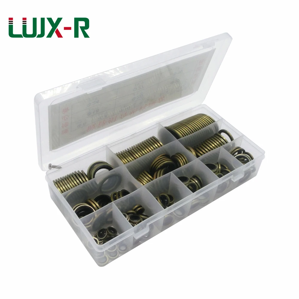 Online LUJX R 240 piezas galvanizado arandela consolidada Kit de sello de anillo de junta de caucho autocentrado de prueba de aceite sellado surtido conjunto cajas