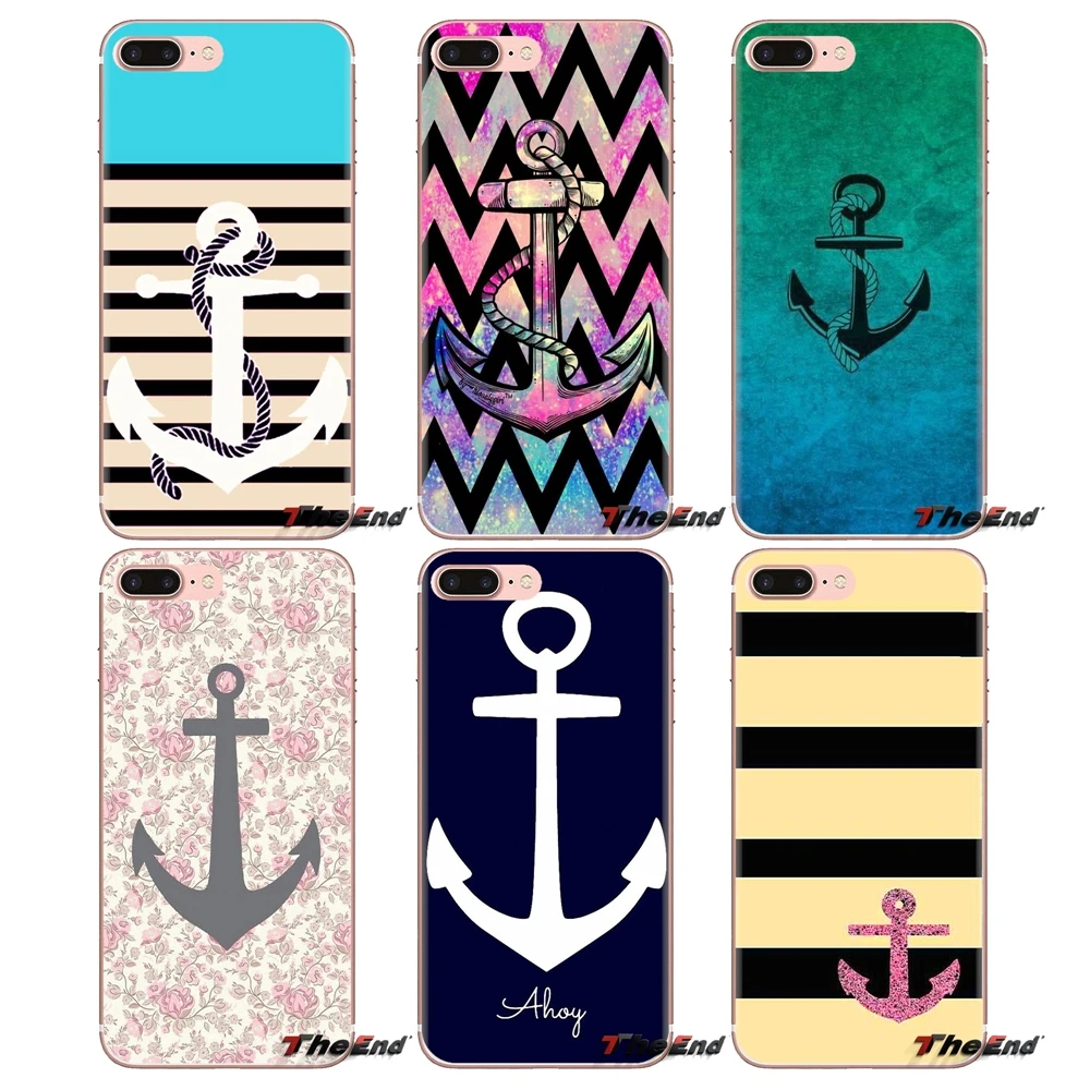 Transparent TPU Case Cover For Xiaomi Redmi 4A S2 Note 3 3S 4 4X 5 Plus 6 7 6A Pro Pocophone F1 Navy Stripes Hope Anchor Pattern |