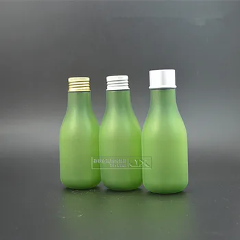 

Free shipping 150g frosted PET cosmetic bottles gourd shape green color 150ml matting package bottles container