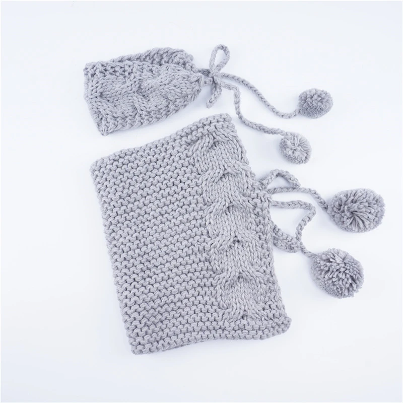 IANLAN Cute Kids Winter Thermal Sets Headband Style Caps Mufflers Lovely Girls Solid Knit Wool Hats Scarves Set IL00194