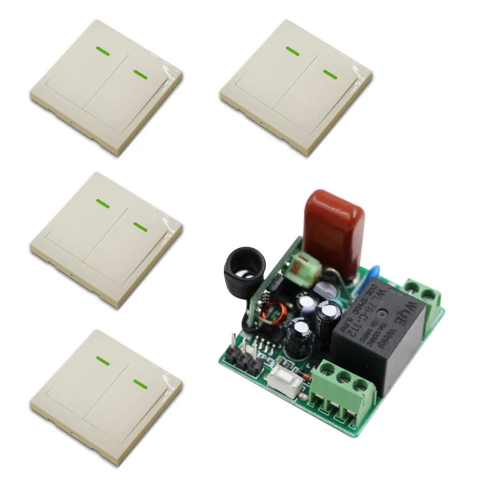 220V Mini Wireless Remote Control Switch System RF 1 Receivers+4 ...