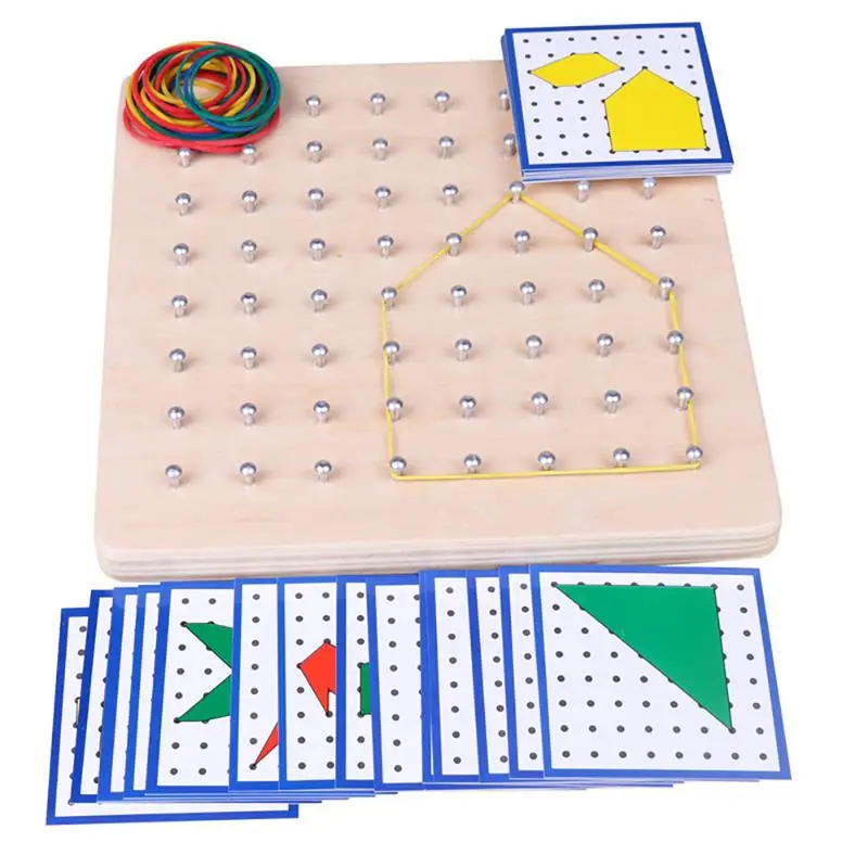 1set Креативная детская графика резиновый галстук для ногтей Geoboard с картами Математика Обучение детство образование Дошкольные Детские игрушки - Цвет: 1set