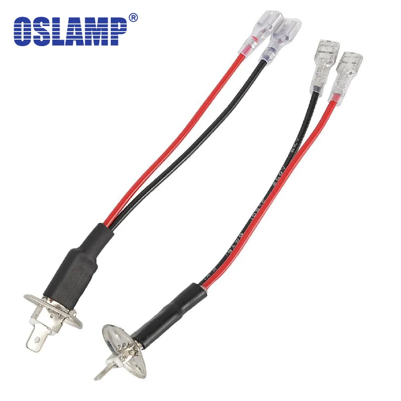 

Oslamp 2pcs H1 LED Replacement Bulb Single Diode Converter Wiring Connecting Lines for Headlights Bulb Cables Accessories