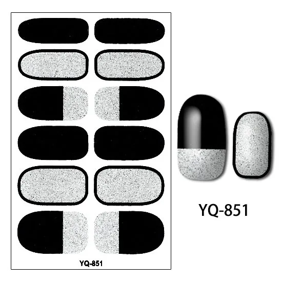 Блестящие наклейки для ногтей YQ с серебряным блеском, 28 дизайнов, 1 шт., полное покрытие, украшение для дизайна ногтей для женщин, инструмент для маникюра, наклейка для красоты - Цвет: YQ-851