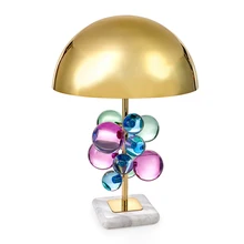Творческий золотистые металлические части гриб дизайн настольные украшения светодиодный LED разноцветные хрустальный шар спальня настольная лампа