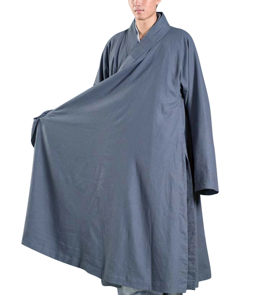 

ZanYing Men's Gray Gown Buddhist Meditation Monk Outfit Plus Size ZYS01