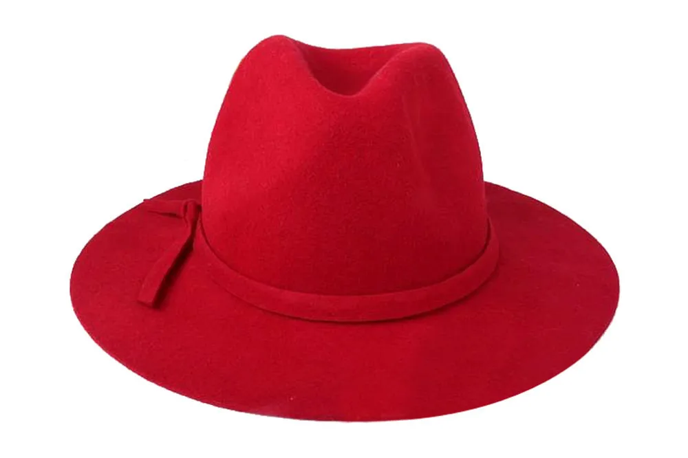 Классический мужской классический шерсть мягкая фетровая шляпа от солнца charpen feminino войлочная шапка размер от 56-58 см для для мужчин и женщин - Цвет: red