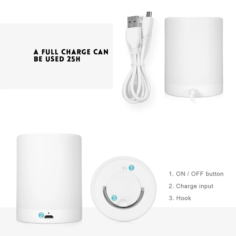  Led Press Control Night Light Induction Dimmer Lamp Smart Bedside Lamp Dimmable Rgb Color Change Re