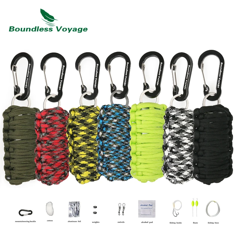 Boundless Voyage Outdoor Survival First Aid Kit Paracord Field Emergency Self help Box Camping Climbing Fishing