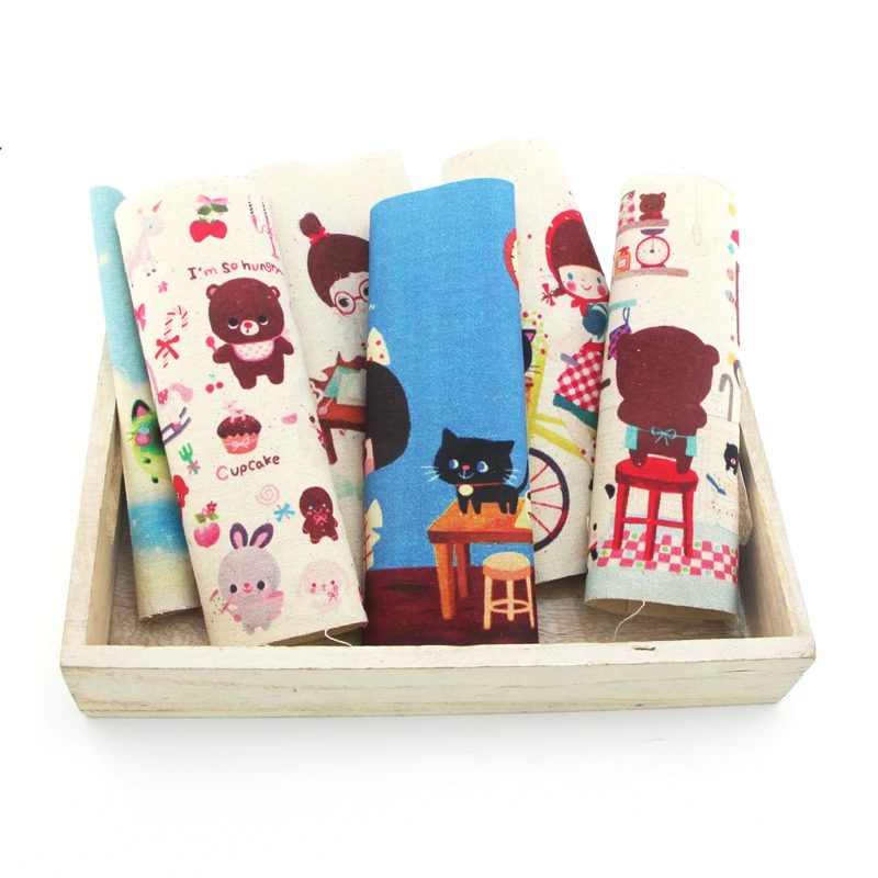 

Bear and child digital printing patchwork hand dyed cloth 20*20CM 6pcs cotton hand DIY fabric girl D30