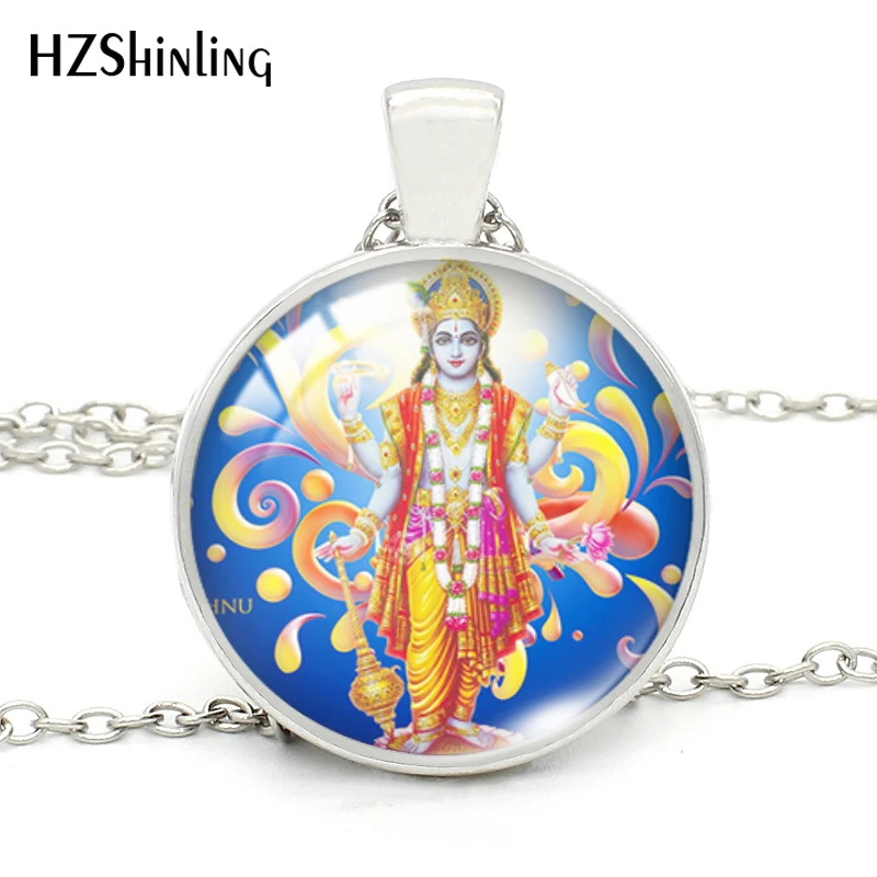 2 India Religion Necklace God Brahma Lord Shiva Vishnu Glass Cabochon Pendant Necklaces Religion Jewelry for Women Men - Окраска металла: 2