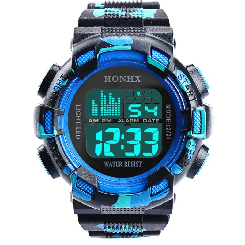 men font b watch b font 2017 gentleman clock Mens Stainless Steel LED Digital Date Alarm