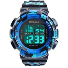 guys watch 2017 gentleman clock Mens Stainless Steel LED Digital Date Alarm Waterproof Sports Army Quartz Watch relogio 170410