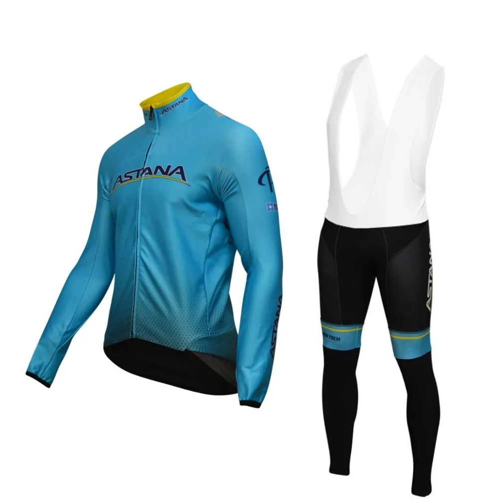 

2019 spring autumn team astana thin long sleeve cycling jersey kits breathable MTB quick dry cycle cloth Ropa ciclismo gel pad