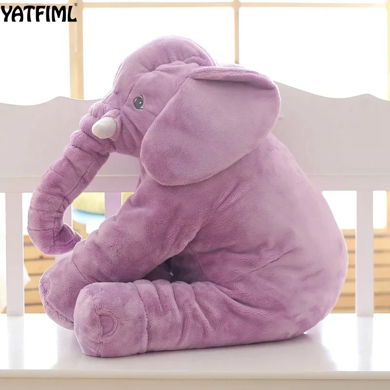 Подушка в виде слона, высота 60 см, плюшевая игрушка, детская подушка для сна, мягкая подушка из полипропилена и хлопка, детские подарки - Цвет: purple elephant L